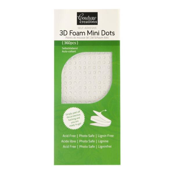 Couture Creations - 3D Mini Foam Dots - White - 360pcs