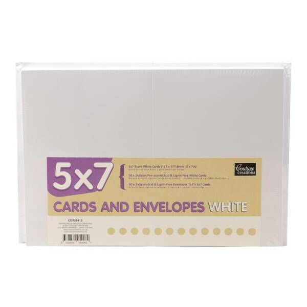 CC Card & Envelope Set - 5 x 7 - White