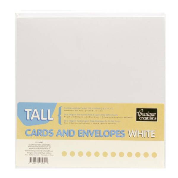 CC Card & Envelope Set - Tall - White