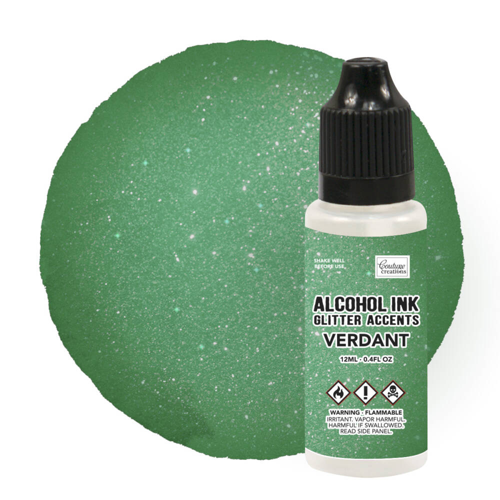 Alcohol Ink - Glitter Accents - Verdant