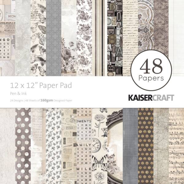 Kaisercraft 12" x12" Paper Pad - Pen & Ink