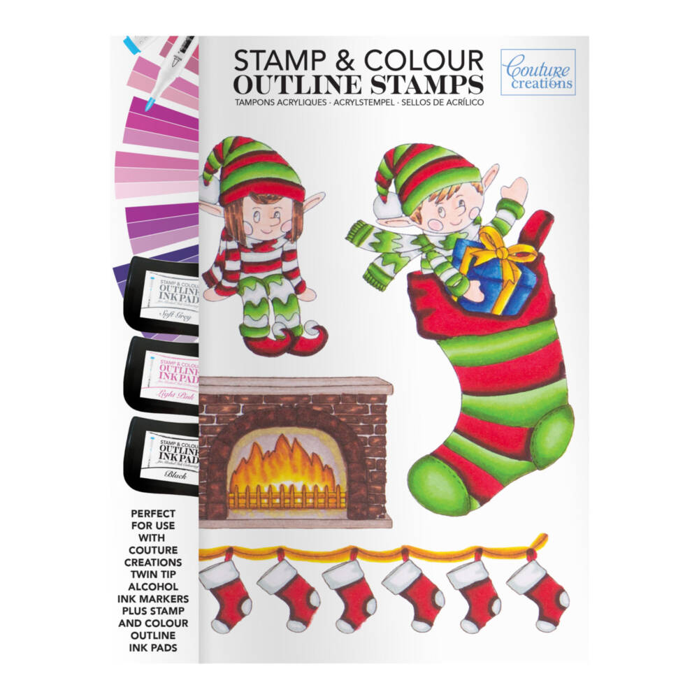 CC - Stamp & Colour Stamps - Elves & Stockings