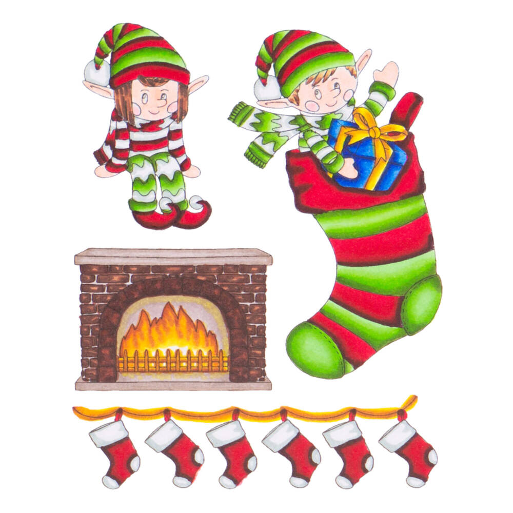 CC - Stamp & Colour Stamps - Elves & Stockings - Image 2