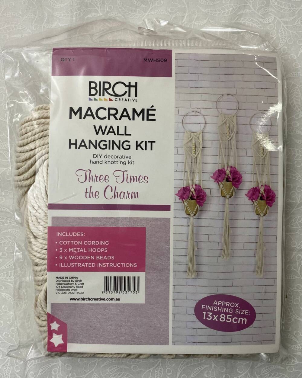 Birch Macrame Wall Hanging Kit - THREE TIMES THE CHARM