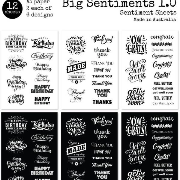 Paper Rose - A5 Sentiment Sheets - Big Sentiments 1.0