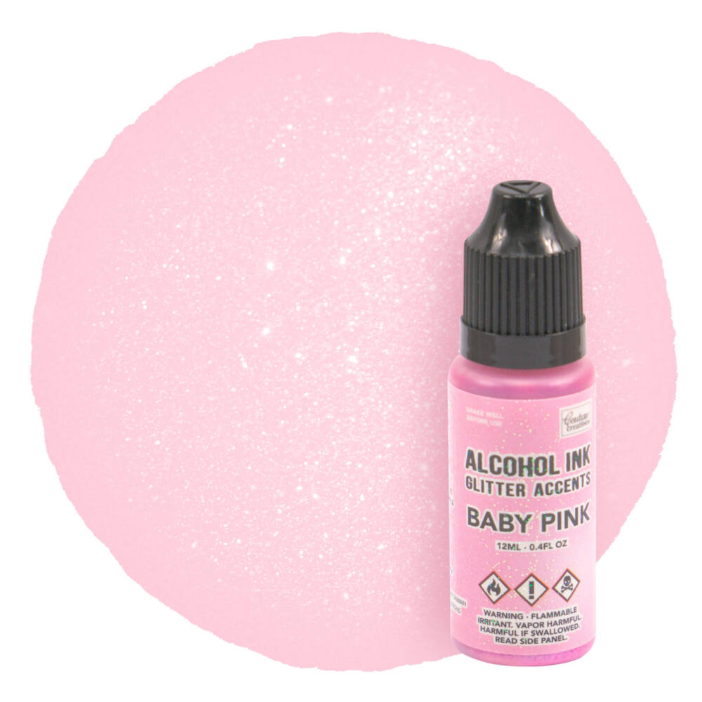 Alcohol Ink - Glitter Accents - Baby Pink
