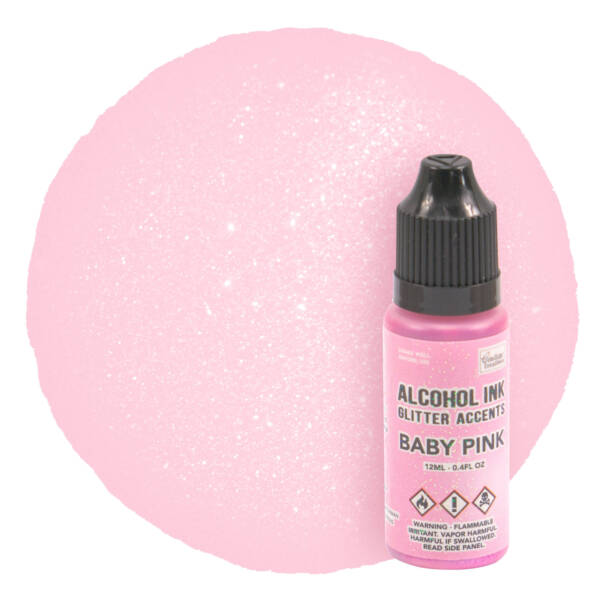 Alcohol Ink - Glitter Accents - Baby Pink