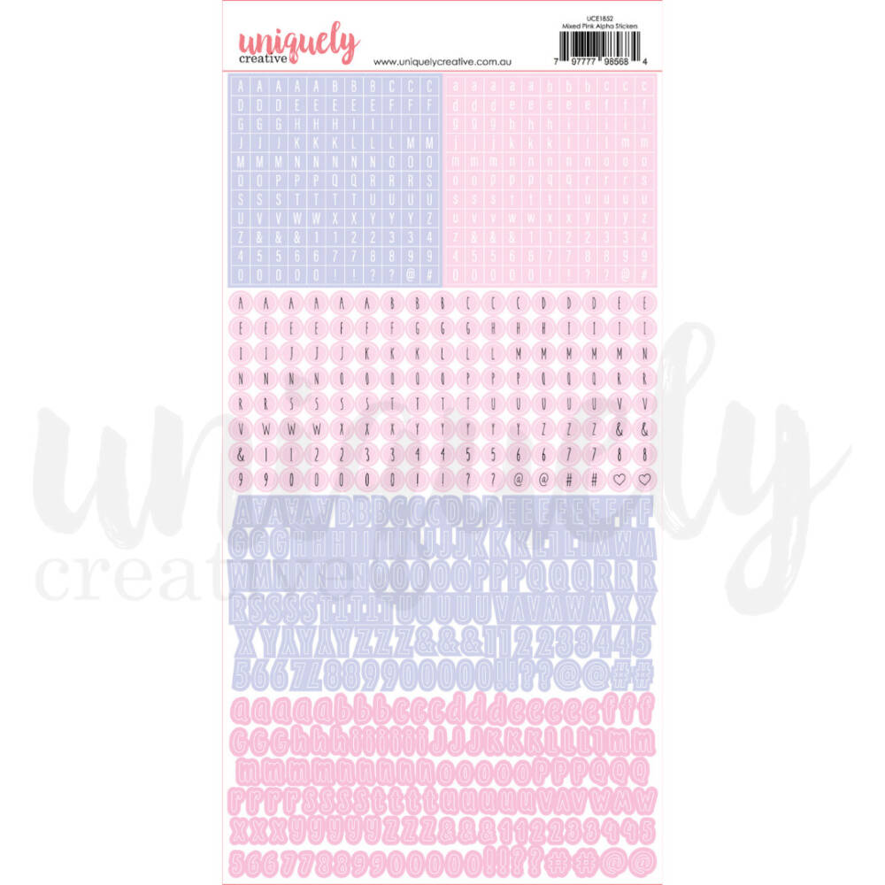 Uniquely Creative – Stickers - Alphabet - Mixed Pink