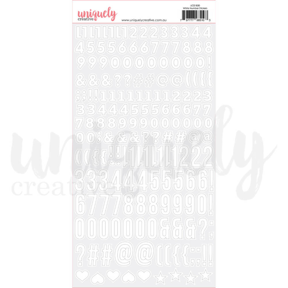 Uniquely Creative – Stickers - Number - White