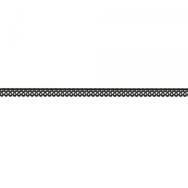Close-up of black guipure lace trim 10mm wide used for scrapbooking and sewing projects