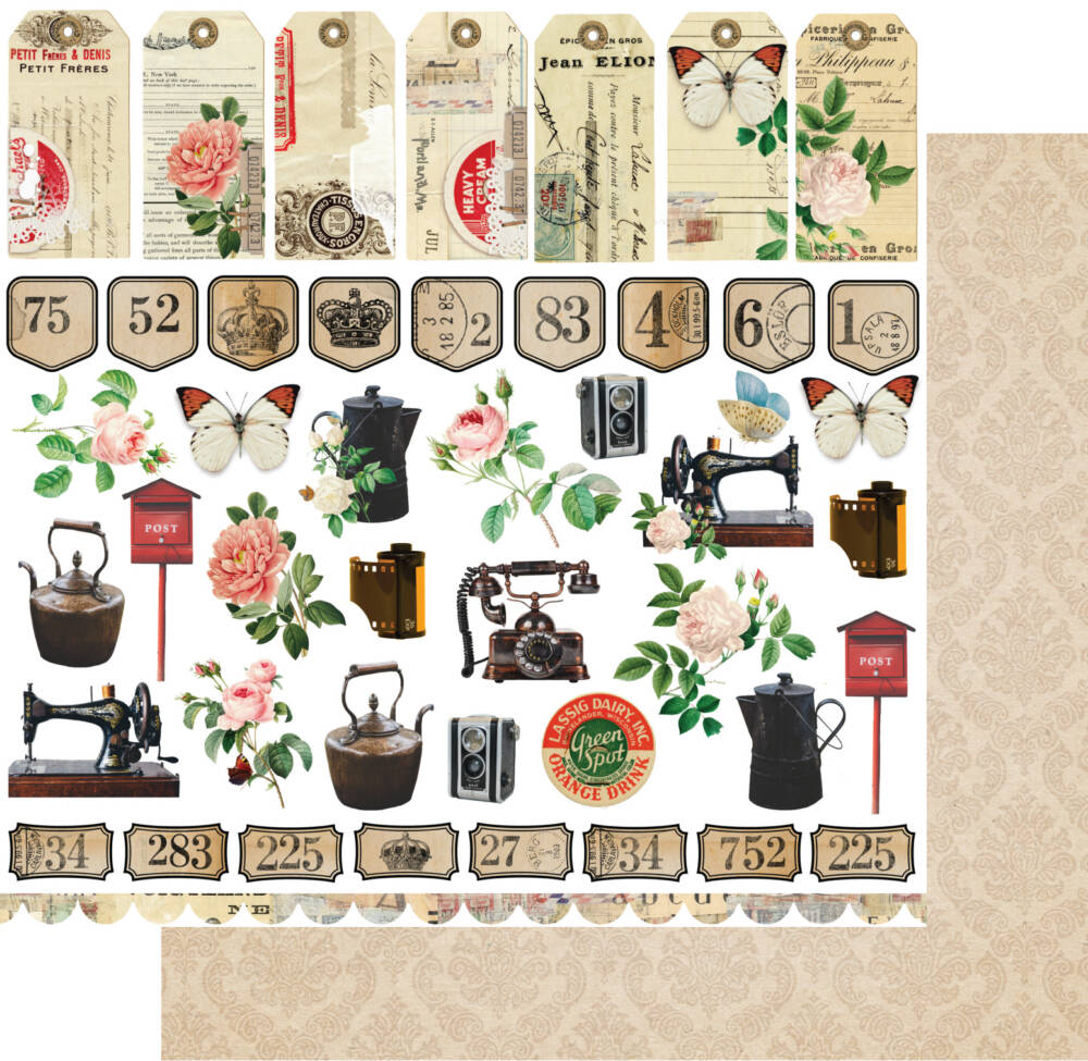 Uniquely Creative - 12x12 Paper - Tapestry of Time - Old Time Fussy Cuts