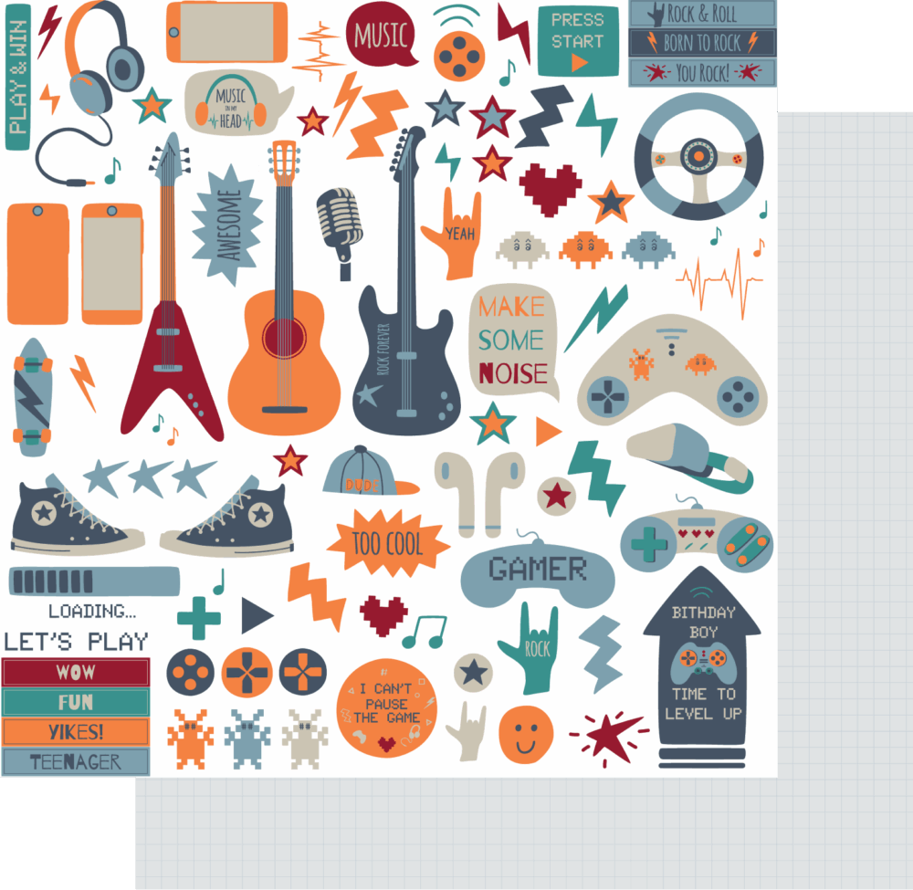 Uniquely Creative - 12x12 Paper - Teenage Spirit - Born To Rock