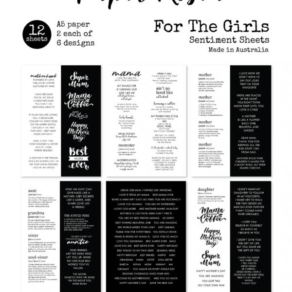Paper Rose - A5 Sentiment Sheets - For The Girls
