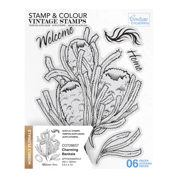 Couture Creations - Stamp & Colour Stamps - Charming Banksia Set (6pc)
