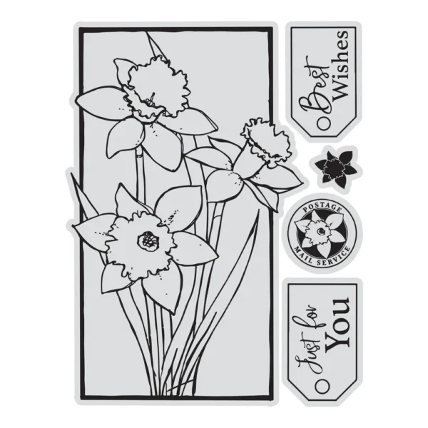 Couture Creations - Stamp & Colour Stamps - Framed Daffodils (5pc)