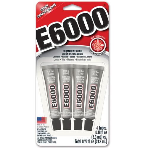E6000 Industrial Adhesive – 7.2g / 0.18oz 4 Pack