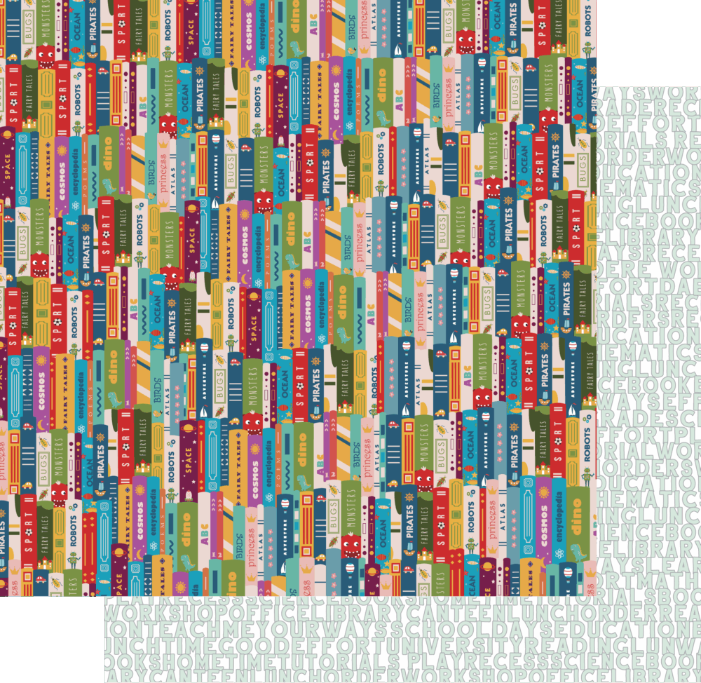 Uniquely Creative - 12x12 Paper - Class in Session - Bookshelf