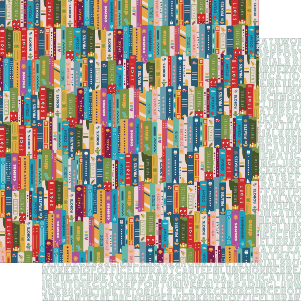 Uniquely Creative - 12x12 Paper - Class in Session - Bookshelf