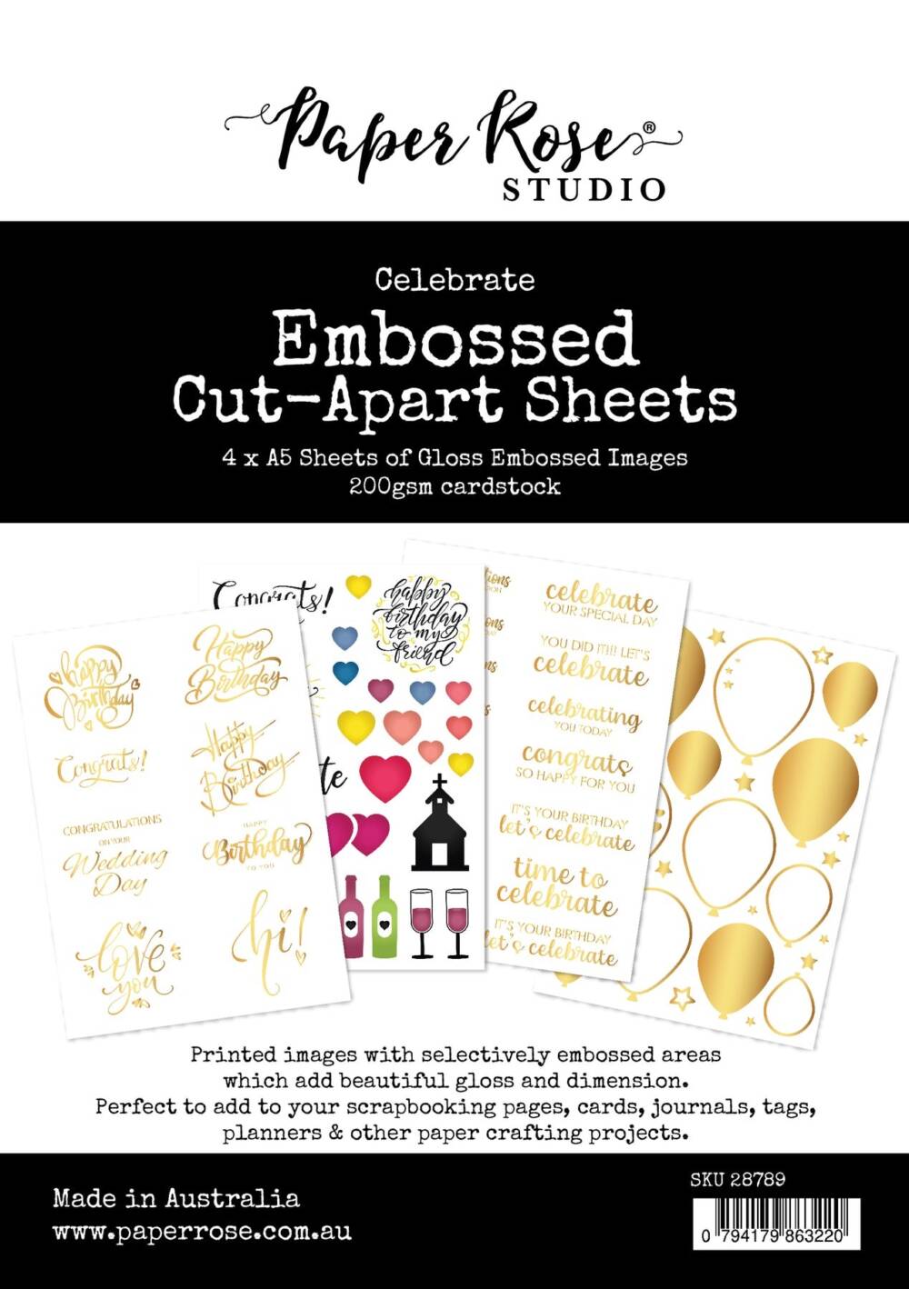 Paper Rose - Embossed Cut-Apart Sheets - Celebrate