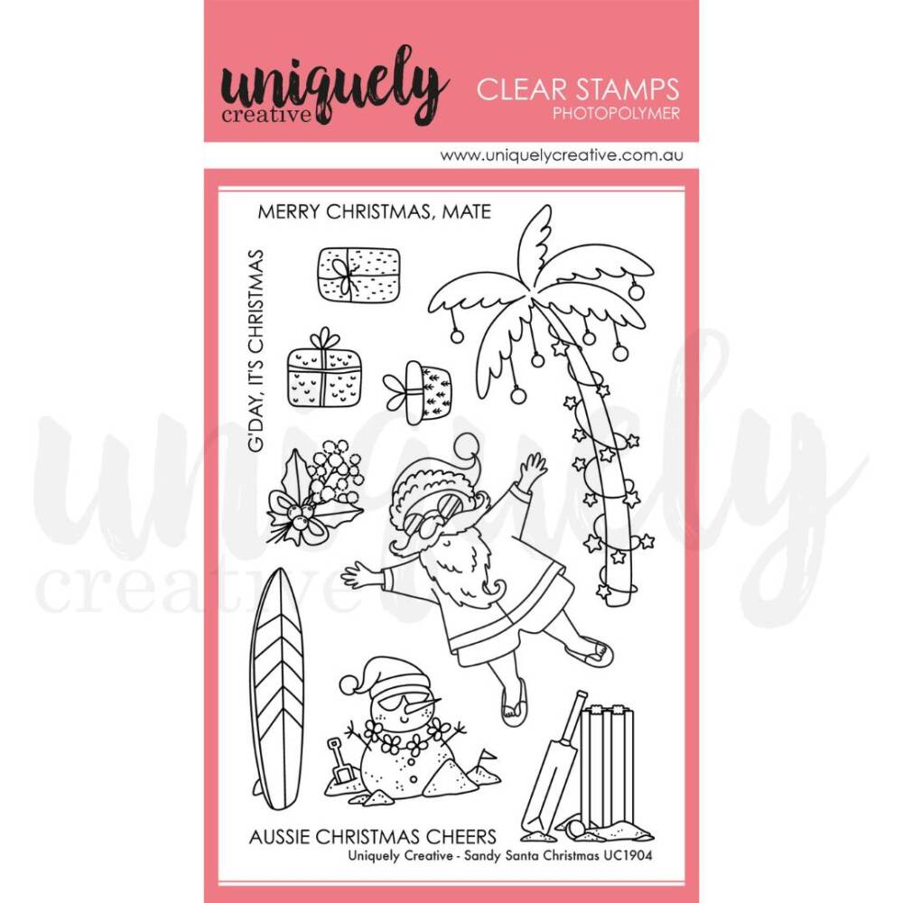Uniquely Creative Sandy Santa Stamps (includes bonus fussy cutting die)