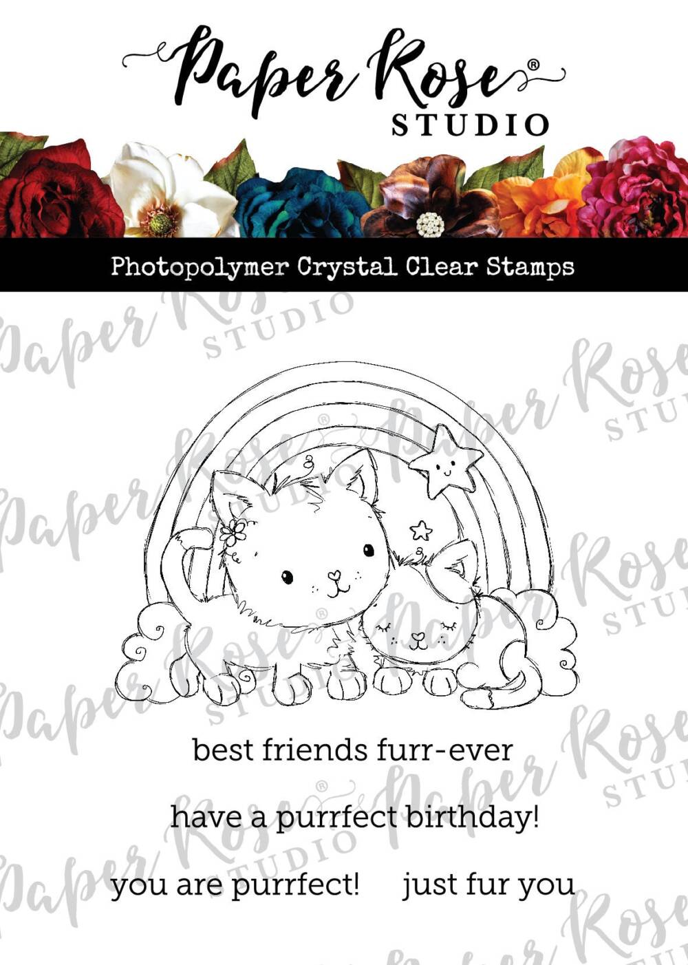 Paper Rose - Rainbow Cats Clear Stamp