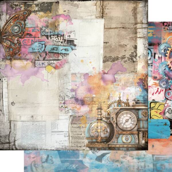 Uniquely Creative - 12x12 Paper - Steampunk Graffiti - Mechanism