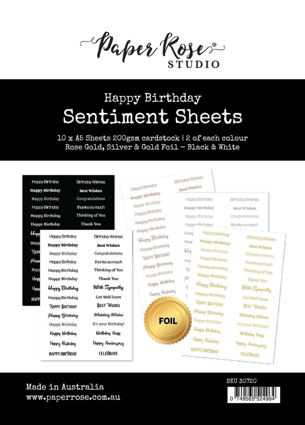 Paper Rose Studio - Sentiment Sheets - Happy Birthday