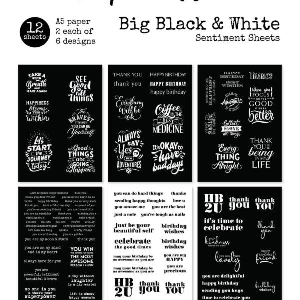 Paper Rose Studio - Sentiment Sheets - Big Black & White
