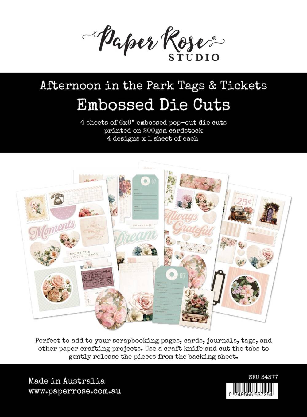 Paper Rose - Afternoon in the Park - Tags & Tickets - Embossed Die Cuts