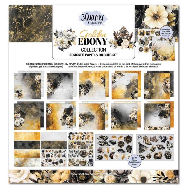 3Quarter Designs - 12" x 12" Paper Pack - Golden Ebony