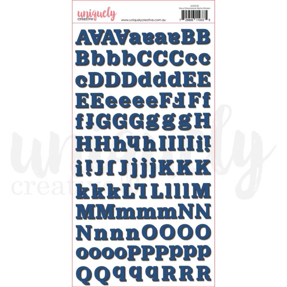 Uniquely Creative - Stickers - Navy Dimensional Alphabet