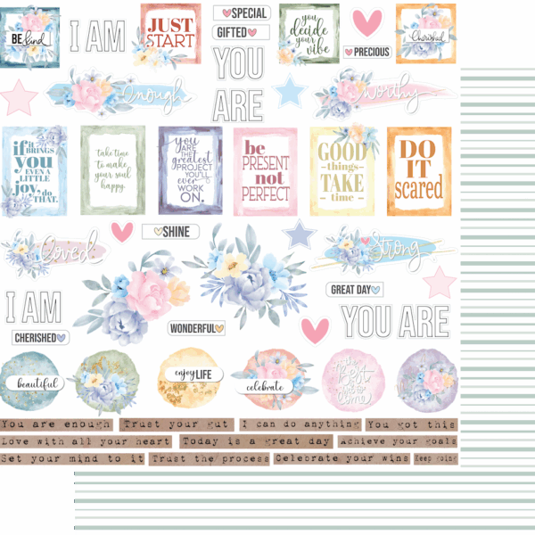 Uniquely Creative Heart & Soul Good Advice Paper – 12x12 Scrapbooking – Front and Back Preview