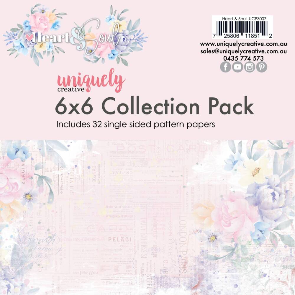Uniquely Creative Heart & Soul 6x6 Collection Pack – 32 Single-Sided Sheets