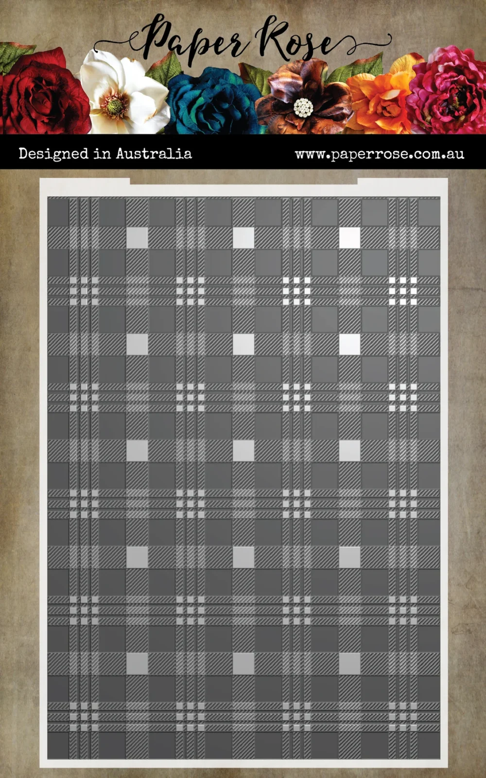 Paper Rose Winter Plaid 3D Embossing Folder featuring detailed plaid texture for papercraft and cardmaking