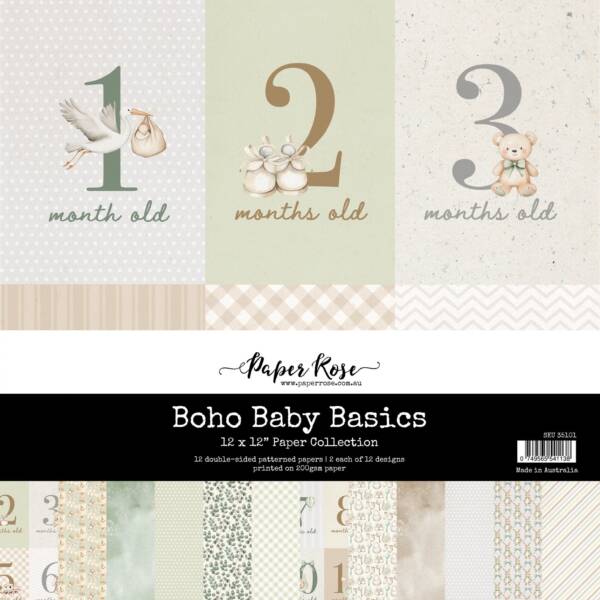 Paper Rose - 12x12 Collection Pack - Boho Baby Basics