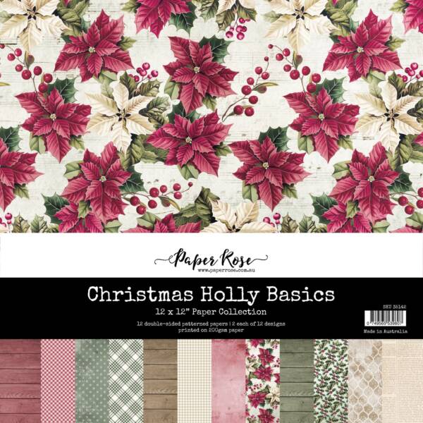 Paper Rose - 12x12 Collection Pack - Christmas Holly Basics