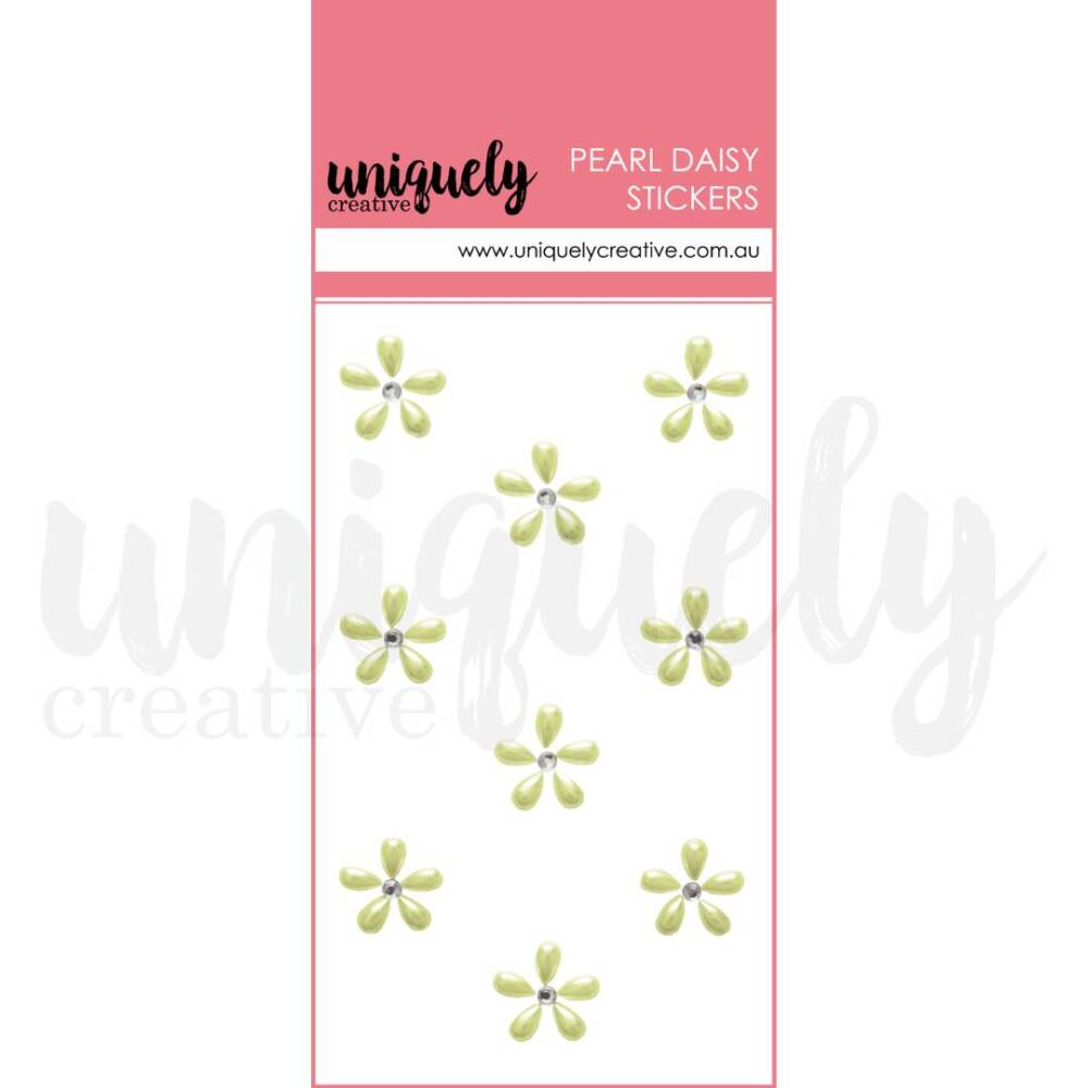 Uniquely Creative Pearl Daisy Stickers – Green with Pearl Petals & Gem Centres