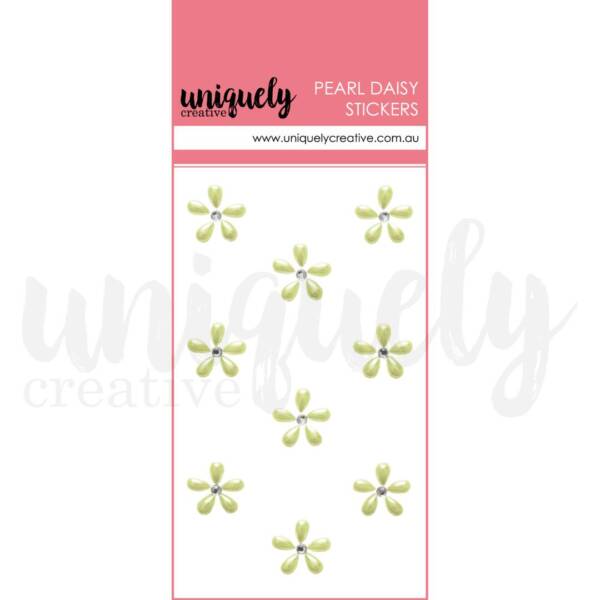 Uniquely Creative Pearl Daisy Stickers – Green with Pearl Petals & Gem Centres