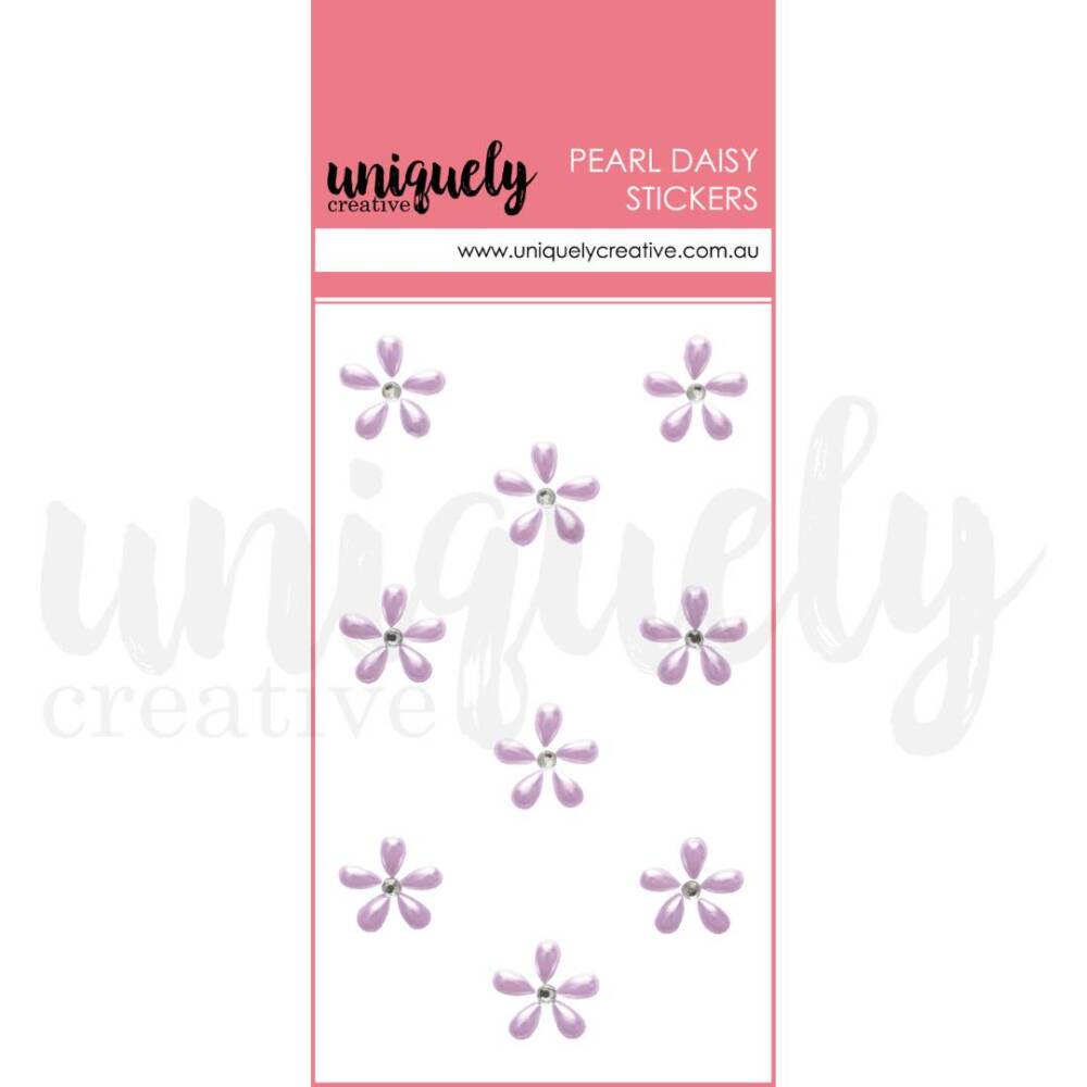 Uniquely Creative Pearl Daisy Stickers – Purple with Pearl Petals & Gem Centres