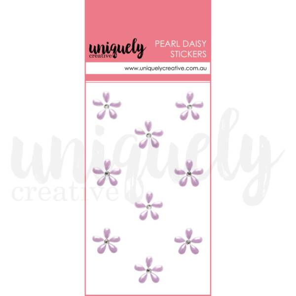 Uniquely Creative Pearl Daisy Stickers – Purple with Pearl Petals & Gem Centres