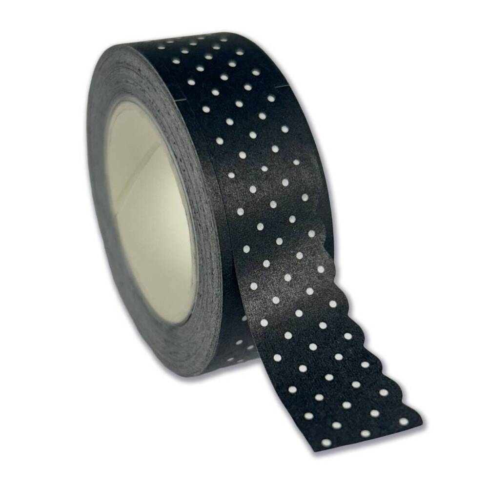 Uniquely Creative Heart & Soul Scalloped Polka Dot Washi Tape – Black with White Dots