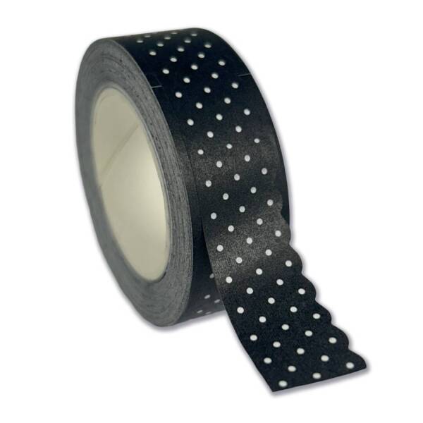Uniquely Creative Heart & Soul Scalloped Polka Dot Washi Tape – Black with White Dots