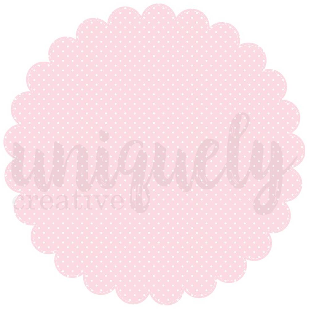 Soft pink scalloped decorative base layer with tiny white polka dots from Uniquely Creative’s Dressed in Daydreams collection.