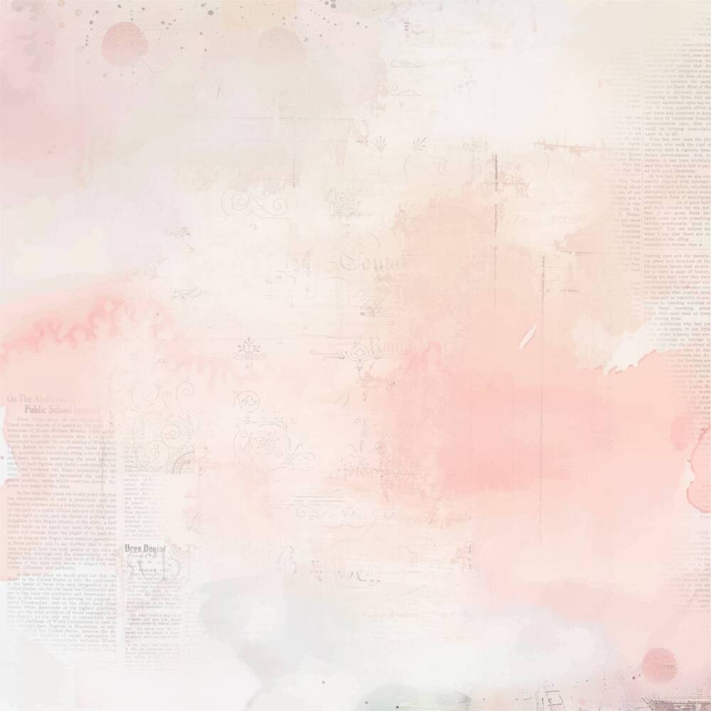 Back side of The Story Beneath 12x12 scrapbook paper showing pale blush watercolour wash from Uniquely Creative’s Dressed in Daydreams collection.