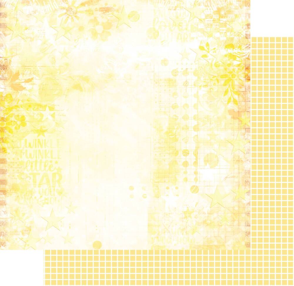 Stardust paper from the Written in the Stars collection featuring a soft, dreamy background with subtle star and textured details in warm golden tones