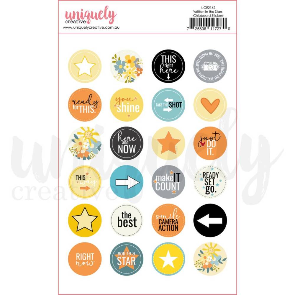 Uniquely Creative – Written in the Stars – Chipboard Stickers