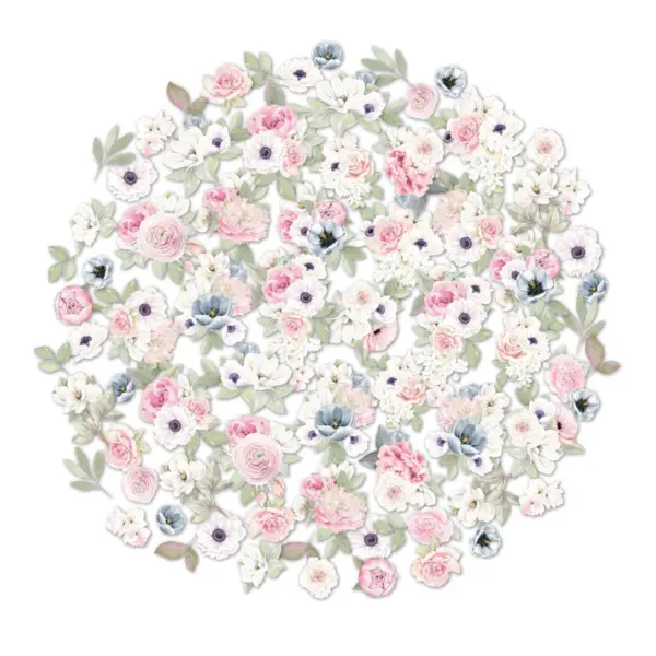 Uniquely Creative floral Creative Cuts featuring soft pastel flowers and greenery in pink, white, and blue tones.