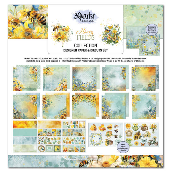 3Quarter Designs - 12" x 12" Paper Pack - Honey Fields