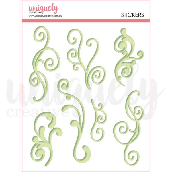 Uniquely Creative - Puffy Stickers -  Flourish - Green