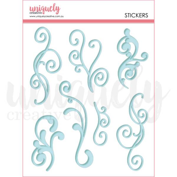 Uniquely Creative - Puffy Stickers -  Flourish - Blue